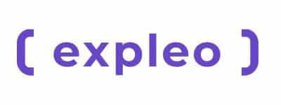 Expleo Logo in lower case with brackets in purple font