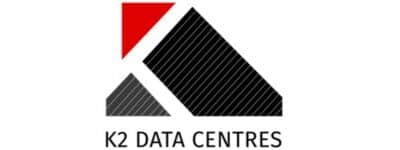 K2 DATA CENTRES LOGO WITH BLACK MOUNTAIN AND RED TRIANGLE